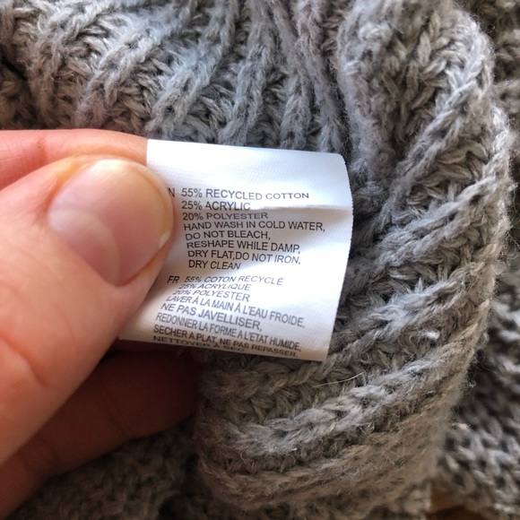 Chunky knit cropped boxy mock neck grey sweater - Picture 4 of 4